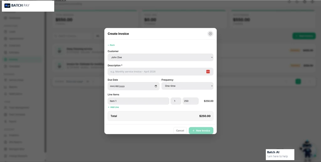 BatchPay invoice workspace